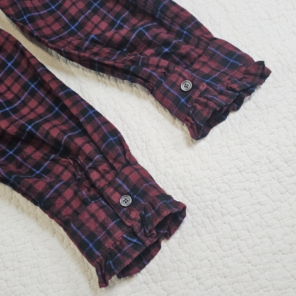 NWT GAP Plaid Tiered Mini Dress Purple Burgundy & Navy Blue Plaid Med. Tall - Picture 7 of 9